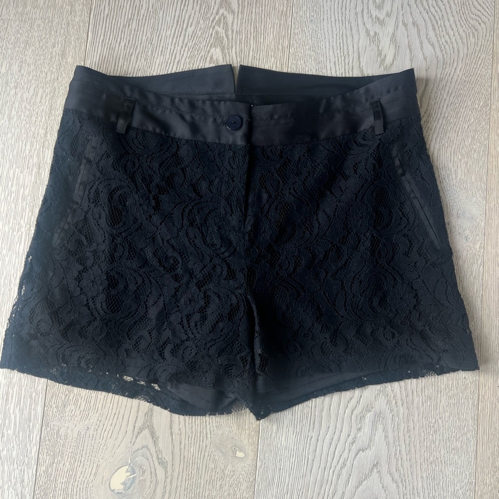 Aqua Black Lace Shorts satin high waist.